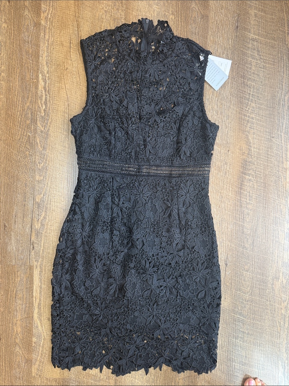 NWT Bardot PARIS Lace Sleeveless Cocktail Bodycon Black Mini Dress Size Small - Picture 4 of 16